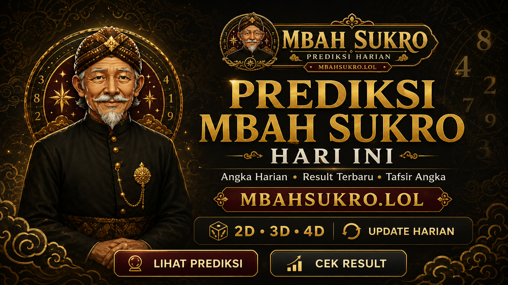 Prediksi Mbah Sukro Hari Ini dengan angka 2D 3D 4D dan update harian